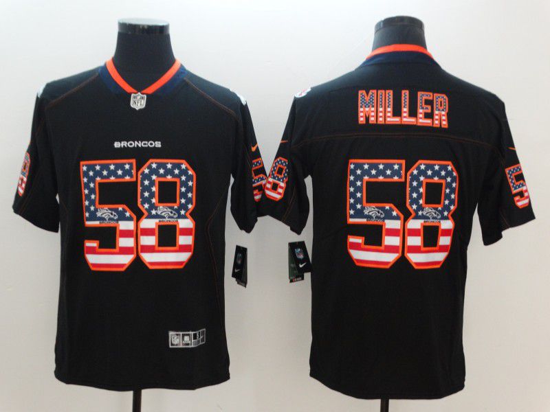 Men Denver Broncos 58 Miller Nike USA Flag Fashion Black Color Rush Limited NFL Jerseys